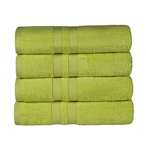 Superior Ultra-Soft 4-Piece Cotton Bath Towel Set, Home Essentials Includes 4 Bath Towels, Absorbent Towels for Daily Use, Guest/Master Bathroom Decor, Shower Basics, Quick Dry - Celery - color: Celery, size: Bath Towel (4-Pack)