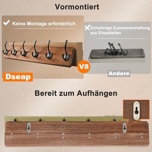Coat Rack Wall: 24" Long, Patented, Heavy-Duty, 6-Double-Hooks Wooden Wall Mounted Coat Rack Coat Hanger Hook Rail for Winter Coats Hat Jacket Clothing, Natural & Black - color: Natural & Black, size: L=24"(1pcs)