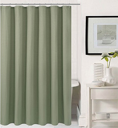 Barossa Design Waffle Weave Stall Shower Curtain Fabric 36x72, Sage Green | Hotel Luxury Spa, 230 GSM Thick Fabric, Water Repellent, Machine Washable, 36 Wide x 72 Long for Small Stall - color: Sage, size: 36"W x 72"L (Pack of 1)