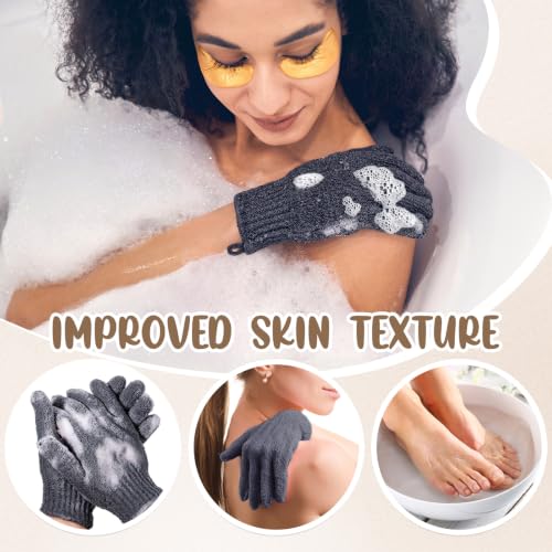 Didaey 104 Pcs Exfoliating Glove Bulk Shower Gloves with Hanging Loop Exfoliating Body Scrubber Dead Skin Remover for Body Bath Beauty Spa Massage Scrubs Men Women Bathing(Dark Grey) - color: Dark Grey