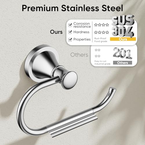 Toilet Paper Holder Wall Mount Bathroom Tissue Holder Polished Chrome | Pivoting Tissue Roll Holder, High Quality Stainless Steel Hand Towel Ring Rustproof, Bathroom Accessories,Toilet Storage - color: Polished Chrome