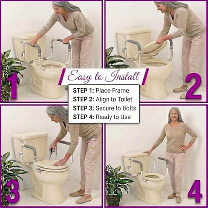 NOVA Toilet Safety Hand Rails – Adjustable Padded Armrests, Removable Aluminum Toilet Support Handles for Seniors & Mobility Assistance, Fits Standard & Elongated Toilets, 300 lb Capacity