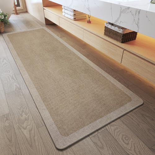 YDKGL Bathroom Runner Rug, Long Thin Bath Mat Fit Under Door, Brown 24x70 | Quick Dry Absorbent, Rubber Backing Washable Large Bathmat, Shower Mat for Bathroom Floor, Tub and Outside Shower, Home Decor - color: Al-beige Brown, size: 24"x 70"