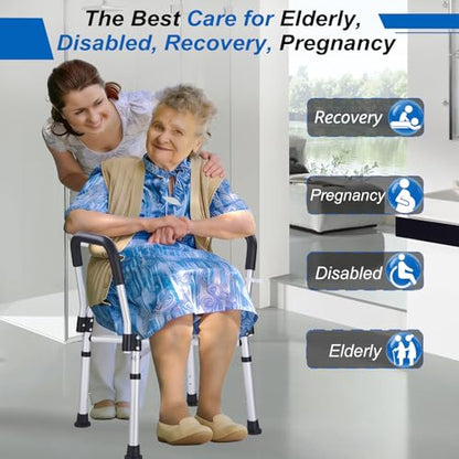 Shower Chair for Elderly and Disabled Inside Shower,Blue | 6-Height Adjustable Shower Seat for Inside Tub,Shower Chair with Arms and Back 400 LB Heavy Duty - color: Blue