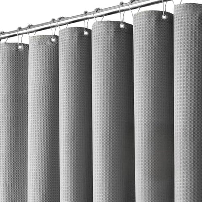 Inhousolu Fabric Shower Curtain, Waffle Weave 230 GSM Polyester, Weighted Hem, Metal Hooks Included, Water Repellent Washable, 72 x 84 Inch, Gray - color: Grey, size: 72"W x 84"L (Pack of 1)