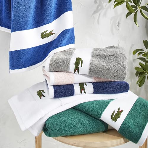 Lacoste Sport Stripe 6-Piece Luxury Cotton Towel Set – Made with 100% Soft Supima Cotton, Absorbent & Quick-Drying, Includes 2 Bath Towels, 2 Hand Towels, 2 Washcloths, Yellow - color: Yellow