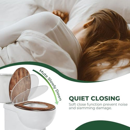 Elongated Resin Toilet Seat, Quietly Close Quick Release Hinges Cover | Toilet Lid Cover Easy to Clean and Install, Brown Veal Leather Crumpled Mottled Grunge Texture Heavy Duty Toilet Seat - color: pattern7, size: V-shape