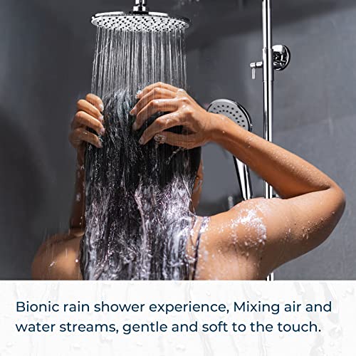 Outdoor Shower Faucet Set 8" Round Shower Head 3 Function Thermostatic Rainfall Shower Faucet Set Handheld Sprayer with Constant Temperature Polished Chrome with Height Adjustable Slide Bar