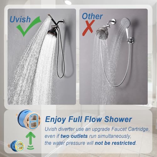 3 Way Shower Diverter Valve with Hand Shower Holder, G1/2 Shower Head Splitter, Shower Arm Diverter, Bathroom Universal Shower System Replacement Part (Oil Rubbed Bronze) - color: Oil Rubbed Bronze