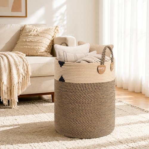 Laundry Basket for Laundry Room Organization | Laundry Hamper, Blanket Basket for Living Room Boho Decor Basket