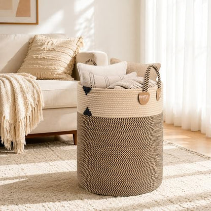 Laundry Basket for Laundry Room Organization | Laundry Hamper, Blanket Basket for Living Room Boho Decor Basket