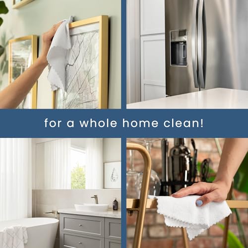 S&T INC. Microfiber Cleaning Cloth, 50 Pack, 11.8" x 11.8", White | Storage Box Included, Edgeless Cleaning Cloth for Home and Car, Reusable and Multi-Purpose Cleaning Rags, Machine Washable - color: White