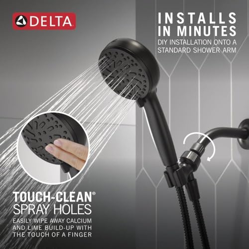 Delta Faucet ProClean Matte Black Shower Head with Handheld, Showerhead with High Pressure Spray, Handheld Shower Head, 6 Spray Settings, Matte Black 75740BL - color: Matte Black
