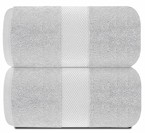 White Classic Luxury Soft Bath Sheet Towels - 650 GSM Cotton Luxury Bath Towels Extra Large 35x70 | Highly Absorbent and Quick Dry | Hotel Collection Extra Large Bath Towels Oversized, Silver, 2 Pack - color: 05: Silver