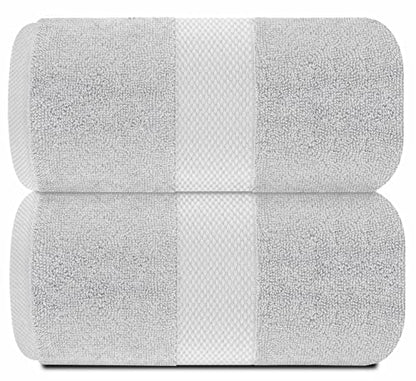 White Classic Luxury Soft Bath Sheet Towels - 650 GSM Cotton Luxury Bath Towels Extra Large 35x70 | Highly Absorbent and Quick Dry | Hotel Collection Extra Large Bath Towels Oversized, Silver, 2 Pack - color: 05: Silver