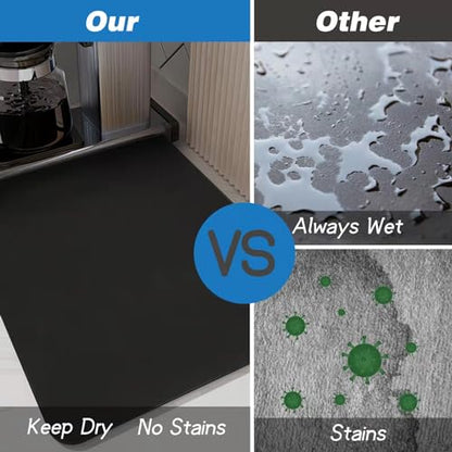 Dish Drying Mat Coffee Mat Drying Pad Hide Stain Absorbent with Rubber Backed for Kitchen Counter,Coffee Machine Dish Rack (Black, 16"x24") - size: 24" x 16"