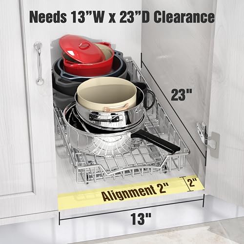 Simple Houseware Under Cabinet Pull Out Sliding Shelf, 21" Dx11 W, Chrome - size: 21" D x 11" W