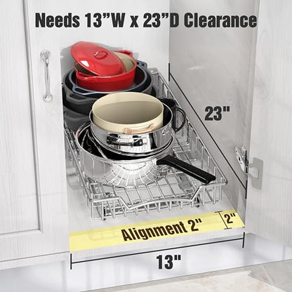 Simple Houseware Under Cabinet Pull Out Sliding Shelf, 21" Dx11 W, Chrome - size: 21" D x 11" W