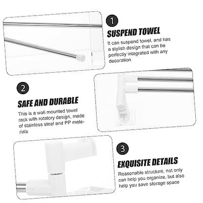 Tofficu Stainless Steel Rotating Wall Mounted Towel Rack with Bars Durable Bathroom Towel Holder for Quick Saving Organizer for Stylish Bathroom Storage