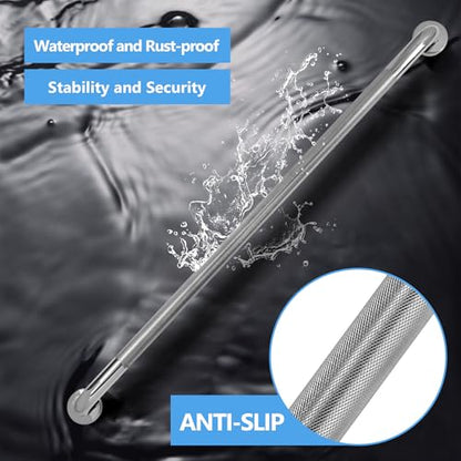 Rockgoya Shower Grab Bar, 2 Pack 39.4 Inch Bathroom Grab Bar, 304 Stainless Steel 1.25" Diameter Anti-Slip Handicap Grab Bar Support Shower Rail Senior Handrail Shower Safety Bar Handle - size: 39.4 Inch