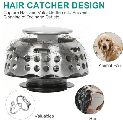 Bathtub Drain Stopper, Pop Up Tub Plug with Hair Catcher, Strainer | 1.5"-1.75" Bathtub Drain Hole, Pop Up Tub Plug, Hair Catcher, Removable Strainer, Bathroom Drain Replacement