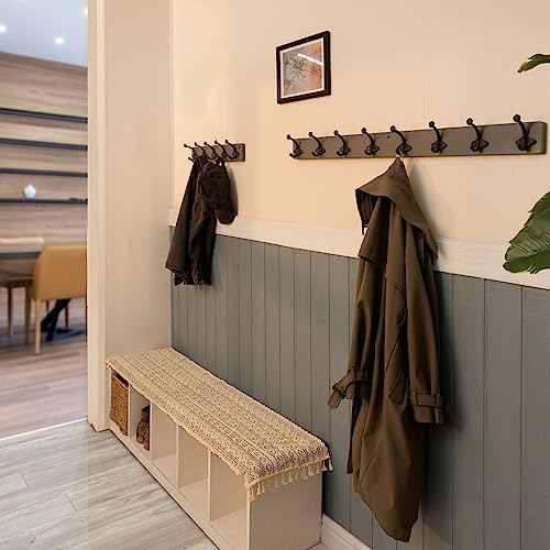 WEBI Rustic Coat Rack Wall Mount,35.43" Long 8 Cast Iron Coat Hooks Wall Mounted,Heavy Duty Wall Coat Hanger Hooks for Hanging Coats,Clothes,Jacket,Gray,2 Packs - color: Gray, size: 35 Inch(2 Packs)