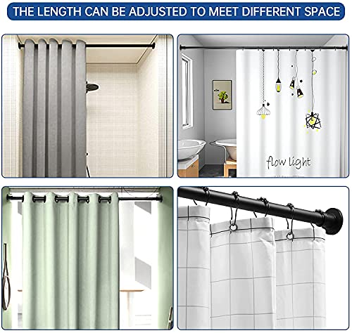 BRIOFOX Industrial Shower Curtain Rod - Rustproof Non-Slip Long Tension Shower Rod 54-90 Inch Stainless Steel Tension Curtain Rod for Windows, Matte Black - color: Matte Black, size: 54-90 Inch