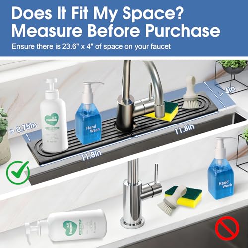 24 Inch Kitchen Sink Splash Guard, Sink Splash Guard Behind Faucet, Silicone Faucet Handle Drip Catcher Tray Mat for Kitchen, Bathroom Counter, Dark Gray, 23.6" x 4" - color: Dark Gray, size: 23.6" x 4"