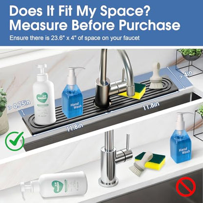 24 Inch Kitchen Sink Splash Guard, Sink Splash Guard Behind Faucet, Silicone Faucet Handle Drip Catcher Tray Mat for Kitchen, Bathroom Counter, Dark Gray, 23.6" x 4" - color: Dark Gray, size: 23.6" x 4"