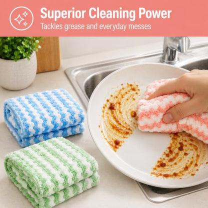 10 Pack Mircofiber Dish Cloths, Upgrade Kitchen Dish Rags, Reusable Cleaning Cloths, Kitchen Washcloths Towels, Lint Free/Absorbent/Nonstick Oil Kitchen Rags, 10''x10'' (Green) - color: Green, size: NEW 10 x 10 Inch - 10PCS