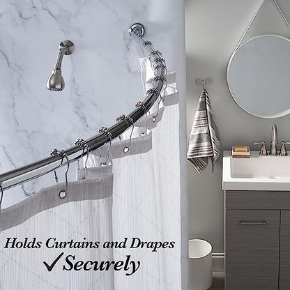 Bath Bliss Curved Shower Rod | Adjustable 42"-72" Inch | Bathroom Shower Curtain and Liner Rod | 33% More Space | Wall Mounted | Easy Installation | Chrome - color: Chrome