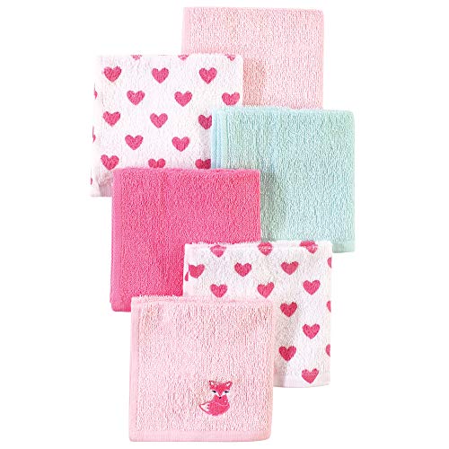 Luvable Friends Unisex Baby Super Soft Cotton Washcloths, Fox And Hearts, One Size - color: Fox and Hearts, size: One Size