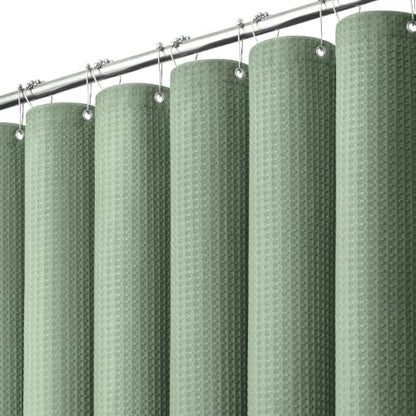 Stall Waffle Shower Curtain 256 GSM Heavy Fabric 36x72 Sage Green | Narrow Half Size, Thick Cloth, Weighted Hem, Water Repellent, Hotel Luxury Polyester Shower Curtain Set for Bathroom 6 Hooks - color: A. Sage Green, size: 36"W x 72"L (Pack of 1)