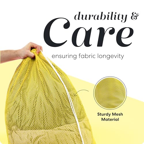 Handy Laundry Mesh XL Laundry Bag 24"x36" 2-Pack, Heavy Duty, Yellow | 2-Pack, XL 24x36 Mesh Laundry Bag, Secure Drawstring, Heavy Duty, Machine Washable, for Delicates Dorm Travel Storage, Yellow - color: Yellow