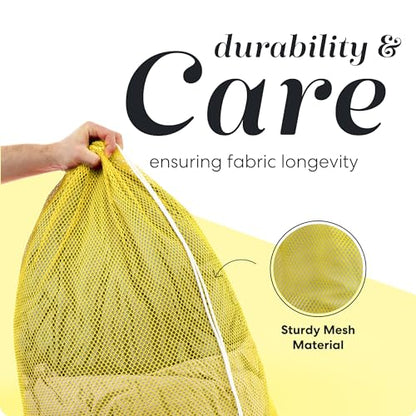 Handy Laundry Mesh XL Laundry Bag 24"x36" 2-Pack, Heavy Duty, Yellow | 2-Pack, XL 24x36 Mesh Laundry Bag, Secure Drawstring, Heavy Duty, Machine Washable, for Delicates Dorm Travel Storage, Yellow - color: Yellow
