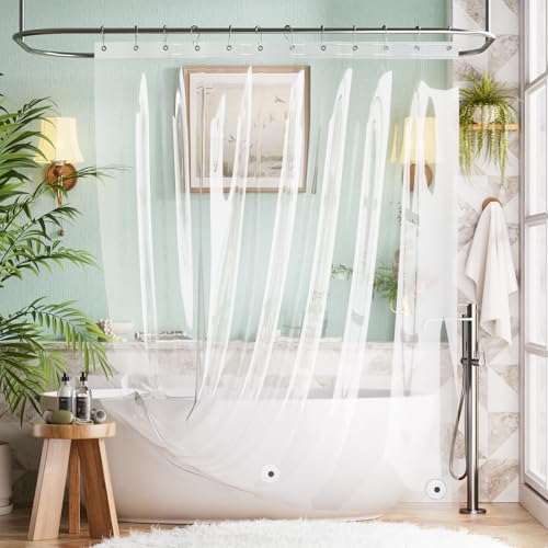 Bathway Shower Curtain Liner, Clear Shower Curtain Liner 72x65 PEVA Waterproof Shower Curtain Liner Plastic with 3 Magnets and 12 Rustproof Metal Grommets, Lightweight Shower Liner for Bathroom - color: 1a-clear, size: 72"W x 65"L (Pack of 1)