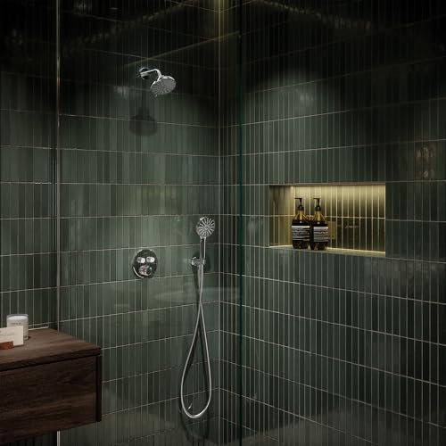GROHE Aquabooster Tempesta 140 High Pressure Shower Head, Multi-Spray – 1.75 GPM Round Fixed Wall Mount, StarLight Chrome 1117460000 - color: StarLight Chrome