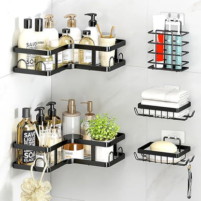 Shower Caddy Adhesive Replacement Hooks, Strong Waterproof Strips, No Drilling for Bathroom Shelves, Kitchen Racks, and Soap Holders (Transparent-6 Pack 1&3 Hook) - color: Transparent-6 Pack 1&3 Hook