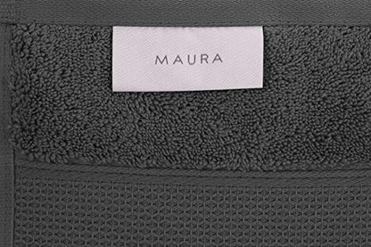 MAURA Grey Extra Large Turkish Cotton Luxury Bath Towels Set of 4. Ultra-Soft, Thick & Plush Towels for Bathroom - Space Gray - color: Space Gray, size: Bath Towel (4-Pack)