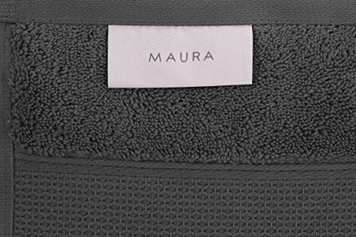 MAURA Grey Extra Large Turkish Cotton Luxury Bath Towels Set of 4. Ultra-Soft, Thick & Plush Towels for Bathroom - Space Gray - color: Space Gray, size: Bath Towel (4-Pack)