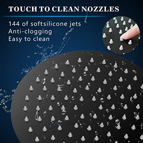 Voolan Rain Shower Head, High Flow Large Rainfall Showerhead Made of All Metal Stainless Steel, Waterfall Body Covering, Universal Wall and Ceiling Mount (12 Inch, Black) - color: Matte Black, size: 12 Inch