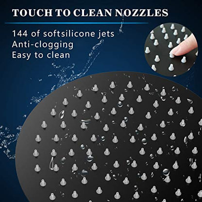 Voolan Rain Shower Head, High Flow Large Rainfall Showerhead Made of All Metal Stainless Steel, Waterfall Body Covering, Universal Wall and Ceiling Mount (12 Inch, Black) - color: Matte Black, size: 12 Inch