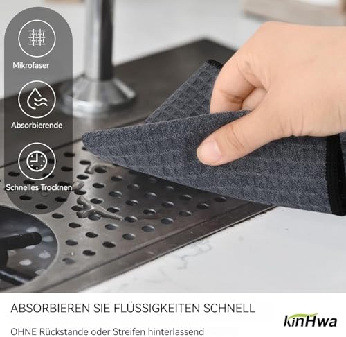 Waffle Microfiber Dish Cloths Gray Kitchen Towels, Cleaning Cloth | Quick Dry Absorbent Dish Rags Dishcloths Barista Towels 12x12 Inch 6 Pack - color: Gray, size: 12in x 12in 6 Pack