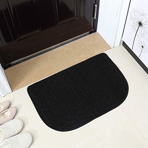 COSYHOMER 27x18 Half Round Kitchen Rug,Non Slip Washable Mat,Black 1PC | Polypropylene tufted textile,small half circle rug,kitchen sink mat,Kitchen floor mat - color: Black, size: 1'6" x 2'3" (Semicircular)