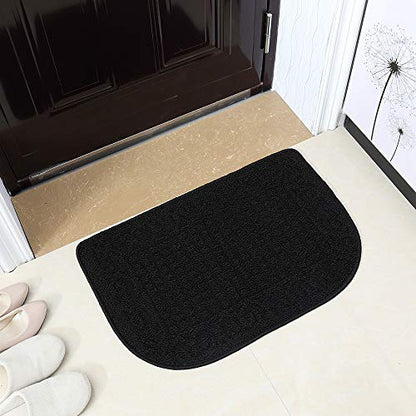 COSYHOMER 27x18 Half Round Kitchen Rug,Non Slip Washable Mat,Black 1PC | Polypropylene tufted textile,small half circle rug,kitchen sink mat,Kitchen floor mat - color: Black, size: 1'6" x 2'3" (Semicircular)