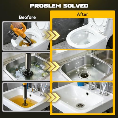 Ecarke 2-in-1 Electric Toilet Drain Unclogger & Air Pump – Compatible with DeWalt 20V Battery (Tool Only), LCD Digital Pressure Display, 5 Attachments for Sink, Shower & Outdoor Inflation (Tool Only)
