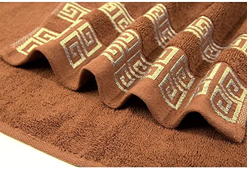 Highly Absorbent Embroidered Bath Towel Set of 3, 100% Cotton Bath Towels | 1 Bath Towel 2 Hand Towels, Super Soft and Absorbent Bathroom Towels - color: Khaki
