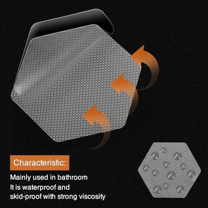 Secopad Bathtub Stickers Non-Slip, 12 PCS Hexagon Grey Safety Shower Treads Adhesive Appliques with Premium Scraper - color: Grey