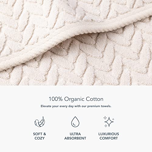 Texere 100% Organic Cotton Jacquard 650 GSM Premium Bath Towel Sets - Extra Absorbent Quick Dry and Plush, 2 Large Bath Towels, 2 Hand Towels, 2 Washcloths (Cable, Birch, 6 Piece) - color: Birch (Cable)
