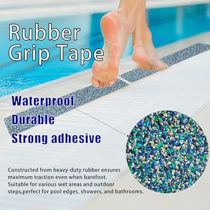 COSIMIXO Rubber Anti Slip Tape 4" x 30" -5 Packs-Blue Pool Rubber Grip Tape,Pool, Bathroom & Stair Outdoor/Indoor Safety - Waterproof Non-Slip for Wet Surfaces, Ship Deck, Showers - size: 4'' x 30''